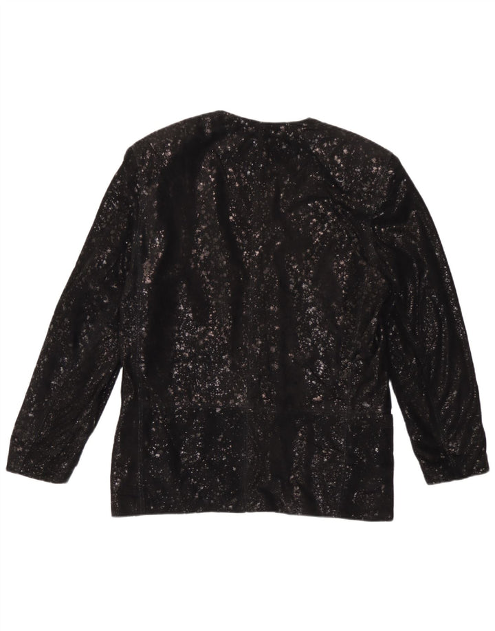 Carla Buti Damen-Blazerjacke aus Wildleder mit 1 Knopf IT 42 Mittelschwarz gepunktet