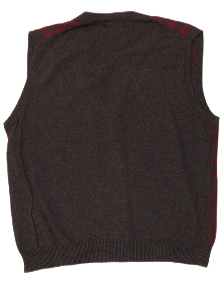 Nautica Herren-Cardigan, ärmellos, groß, graue Gingham-Baumwolle