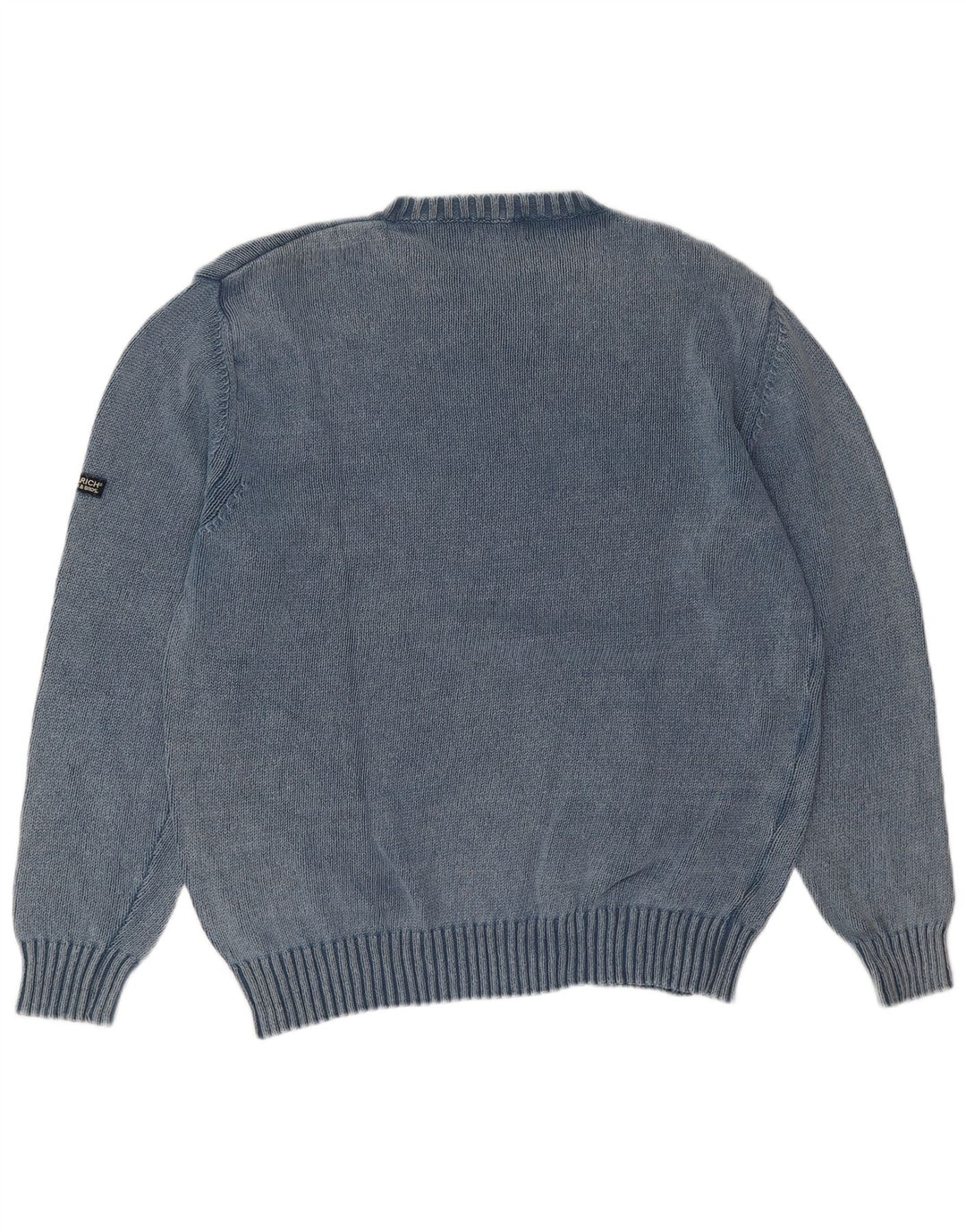 Woolrich Herren-Pullover mit grafischem Rundhalsausschnitt, XL, blau, Baumwolle
