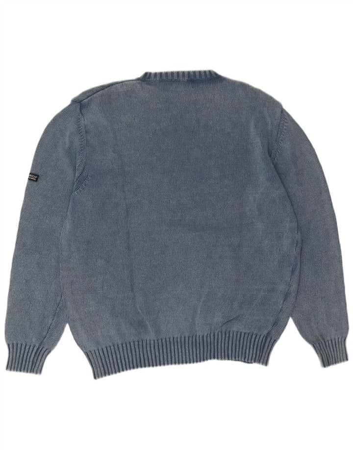Woolrich Herren-Pullover mit grafischem Rundhalsausschnitt, XL, blau, Baumwolle