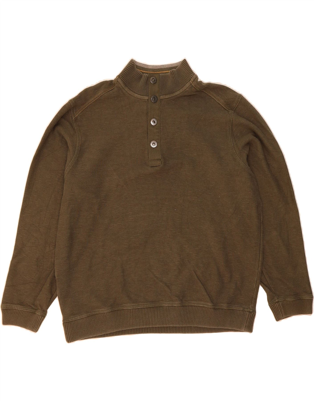 TOMMY BAHAMA Mens Button Neck Sweatshirt Jumper Medium Khaki Cotton Vintage Tommy Bahama and Second-Hand Tommy Bahama from Messina Hembry 