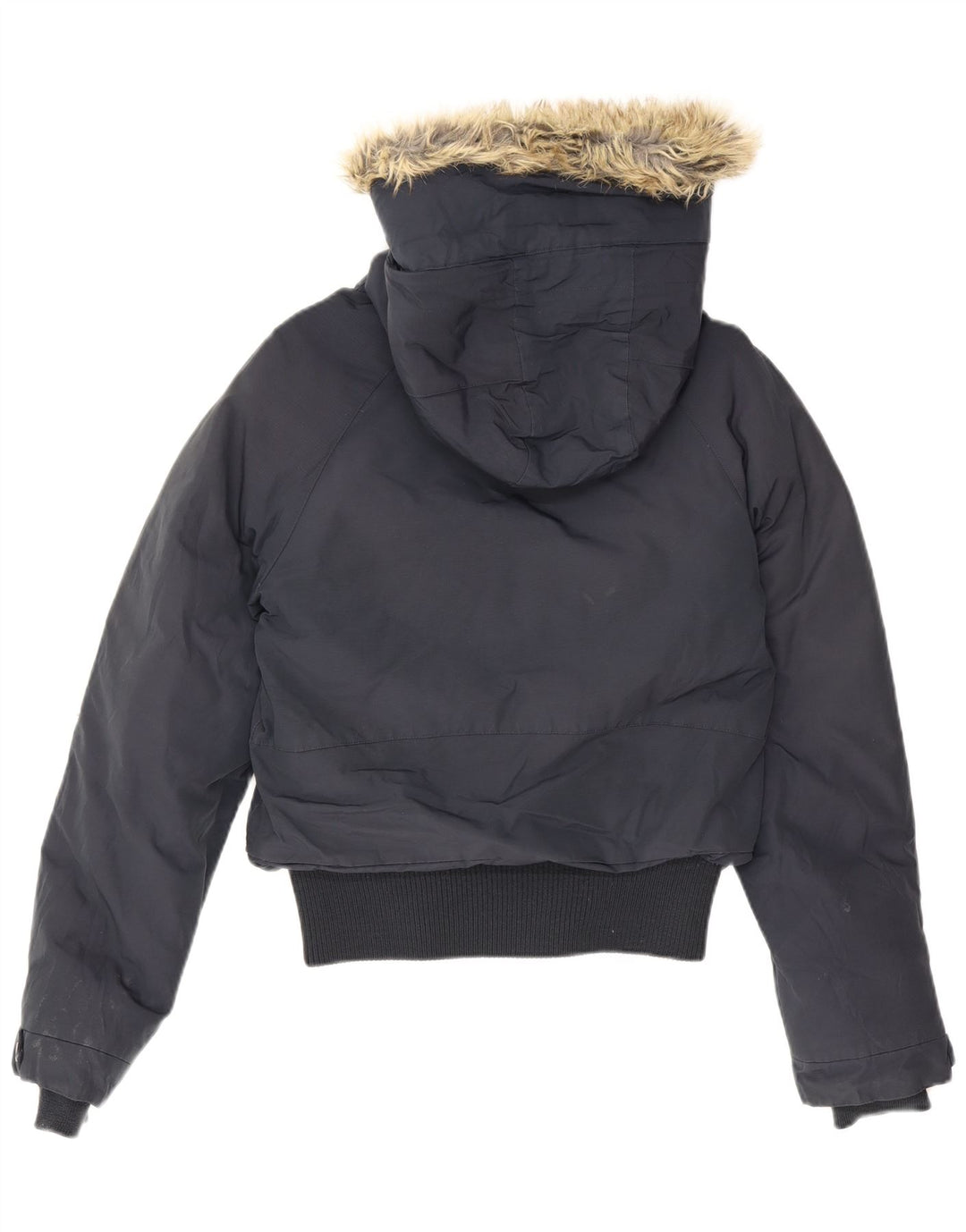 Woolrich Wattierte Damenjacke mit Kapuze, UK 12, mittelmarineblaue Baumwolle