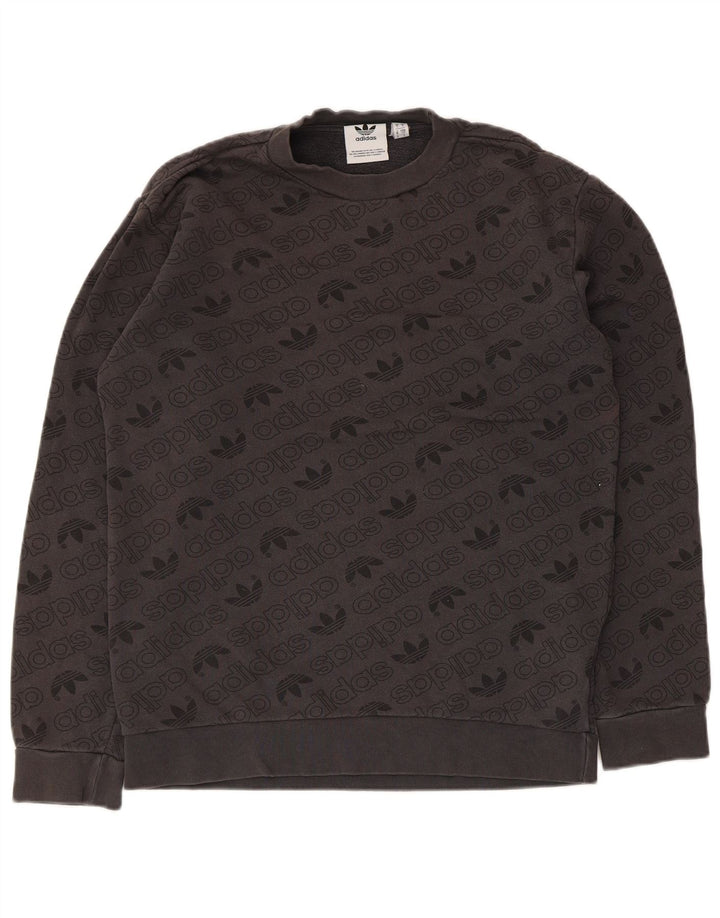 Adidas Herren Grafik-Sweatshirt-Pullover, klein, graue Baumwolle