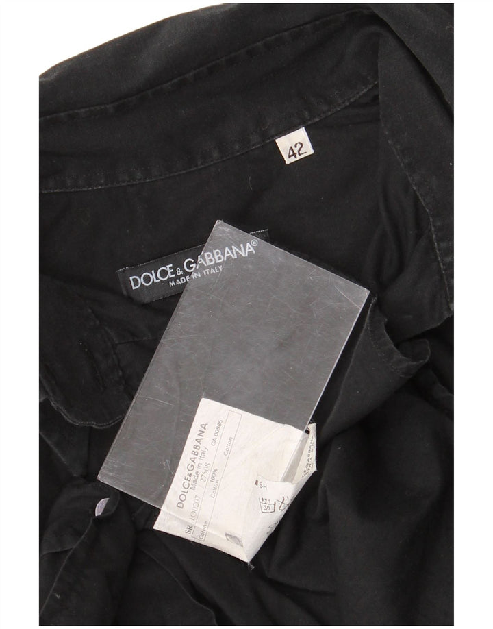 Dolce & Gabbana Damen Hemd IT 42 Mittelschwarze Baumwolle