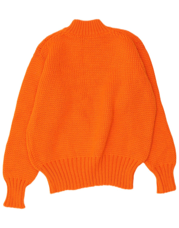 Vintage Damen Rollkragenpullover mit grafischem Rollkragen IT 50 XL Orange