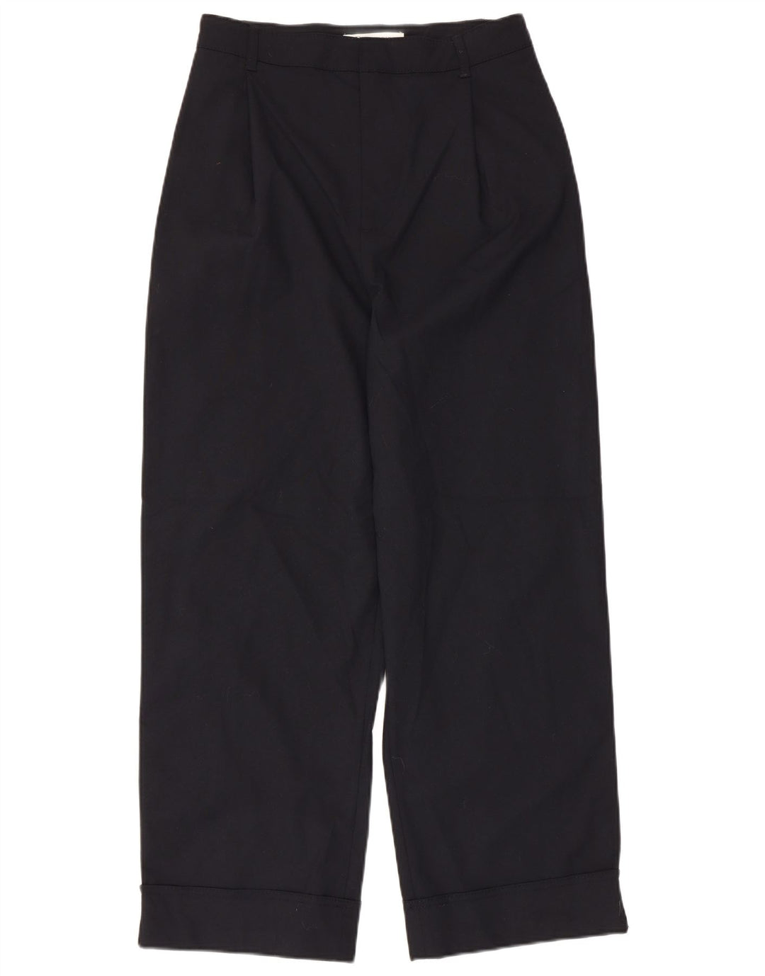 ZARA Damen-Chinohose mit hohem Bund und Klammern, Größe S, W26, L27, Marineblau