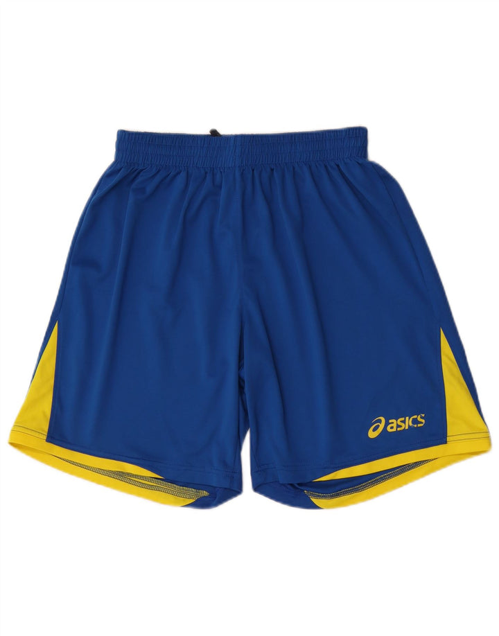 Asics Sportshorts für Jungen, 11–12 Jahre, groß, blaues Farbblock-Polyester