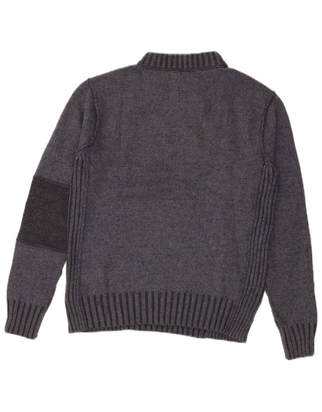 Zara Herren-Pullover mit Rundhalsausschnitt, mittelgraue Colourblock-Wolle
