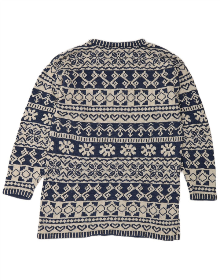 Impuls Herren-Pullover mit Rundhalsausschnitt, Größe S, Blau, Fair-Isle-Ramie