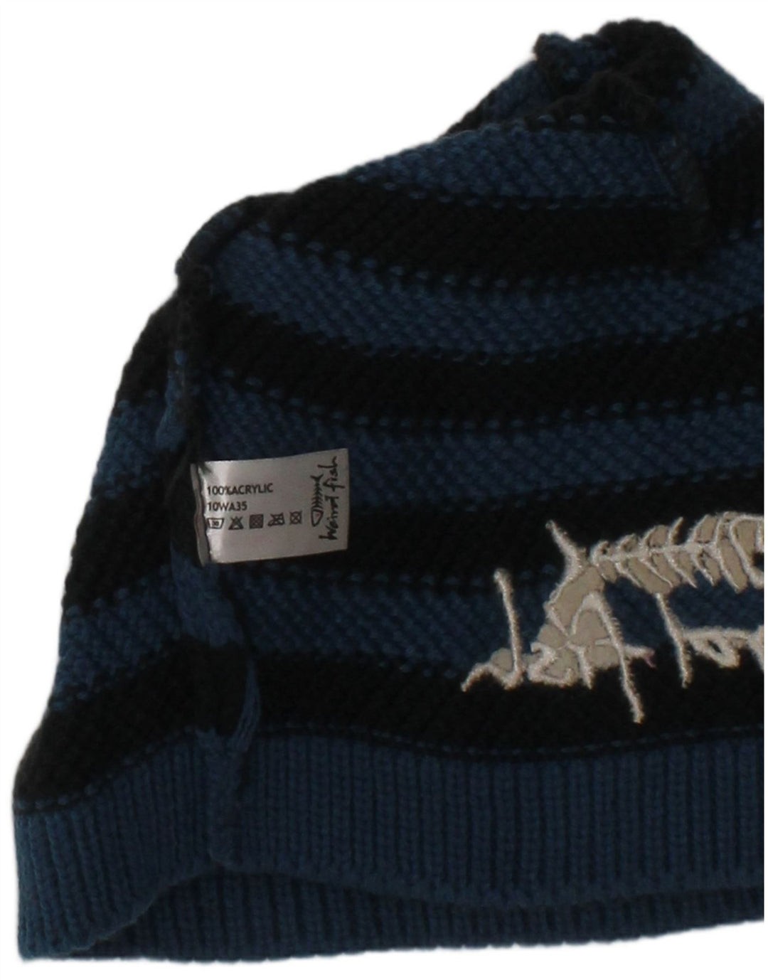 Weird Fish Grafik-Strickmütze für Damen, Einheitsgröße, Marineblau gestreift