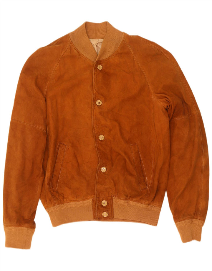 Vintage Herren Wildleder Bomberjacke UK 38 Medium Beige