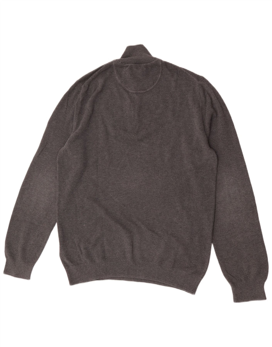 Gant Herren-Pullover mit Reißverschluss am Hals, groß, aus grauer Baumwolle
