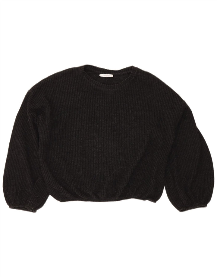 Zara Damen-Pullover, bauchfrei, übergroß, U-Boot-Ausschnitt, Gr. 14, Mittelgrau
