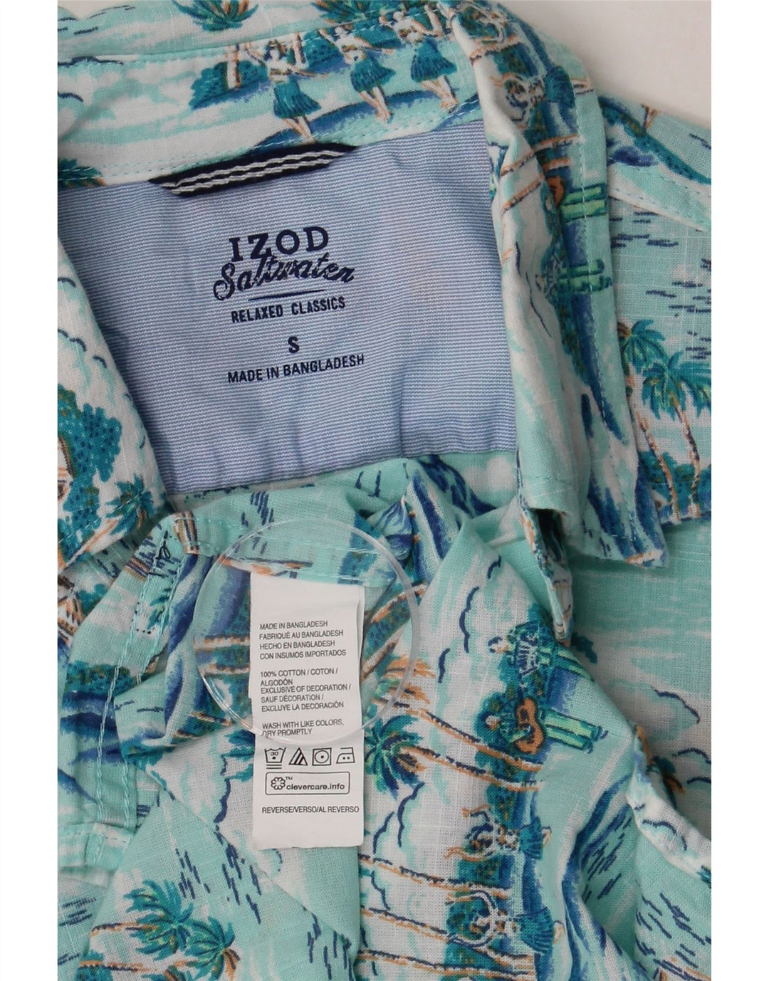 Izod Mens Relaxed Classics Shirt Small Türkis Floral Hawaiian