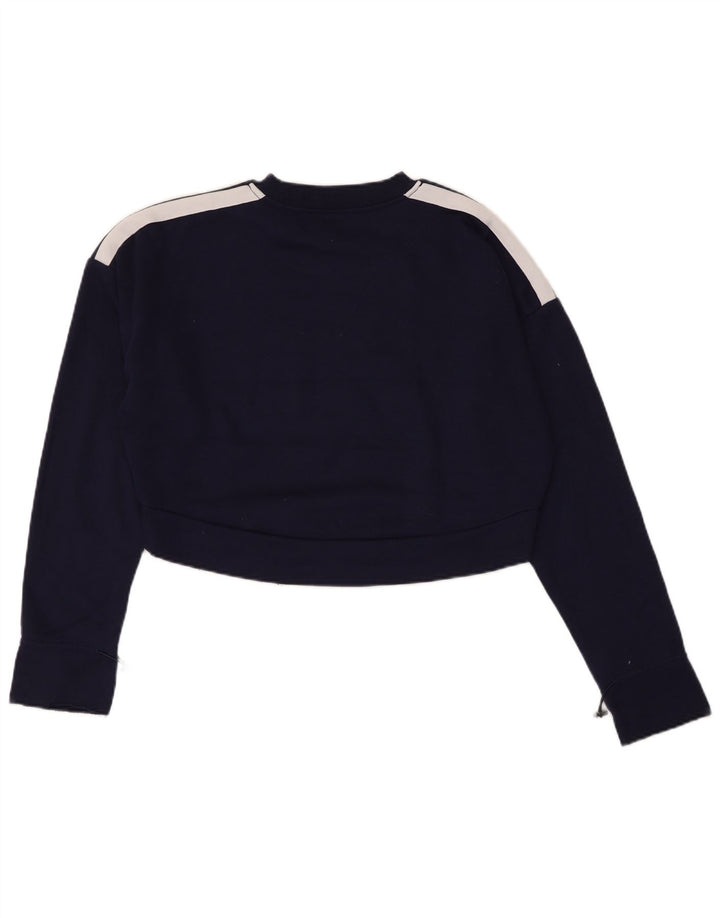 Fila Damen Crop Graphic Top Langarm UK 14 Mittel Marineblau Farbblock