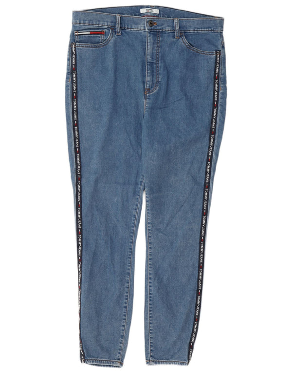 Tommy Hilfiger Damen-Jeans mit hoher Taille und Grafik, Röhrenjeans, US 14, XL, W34, L27, Blau