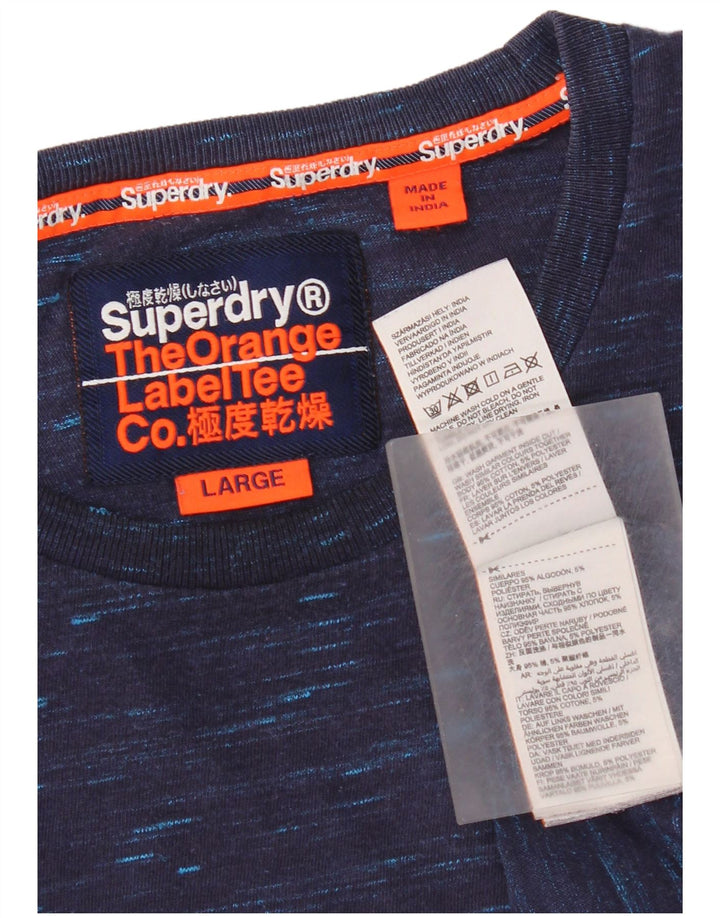 Superdry Herren-T-Shirt-Oberteil, groß, marineblau gesprenkelte Baumwolle