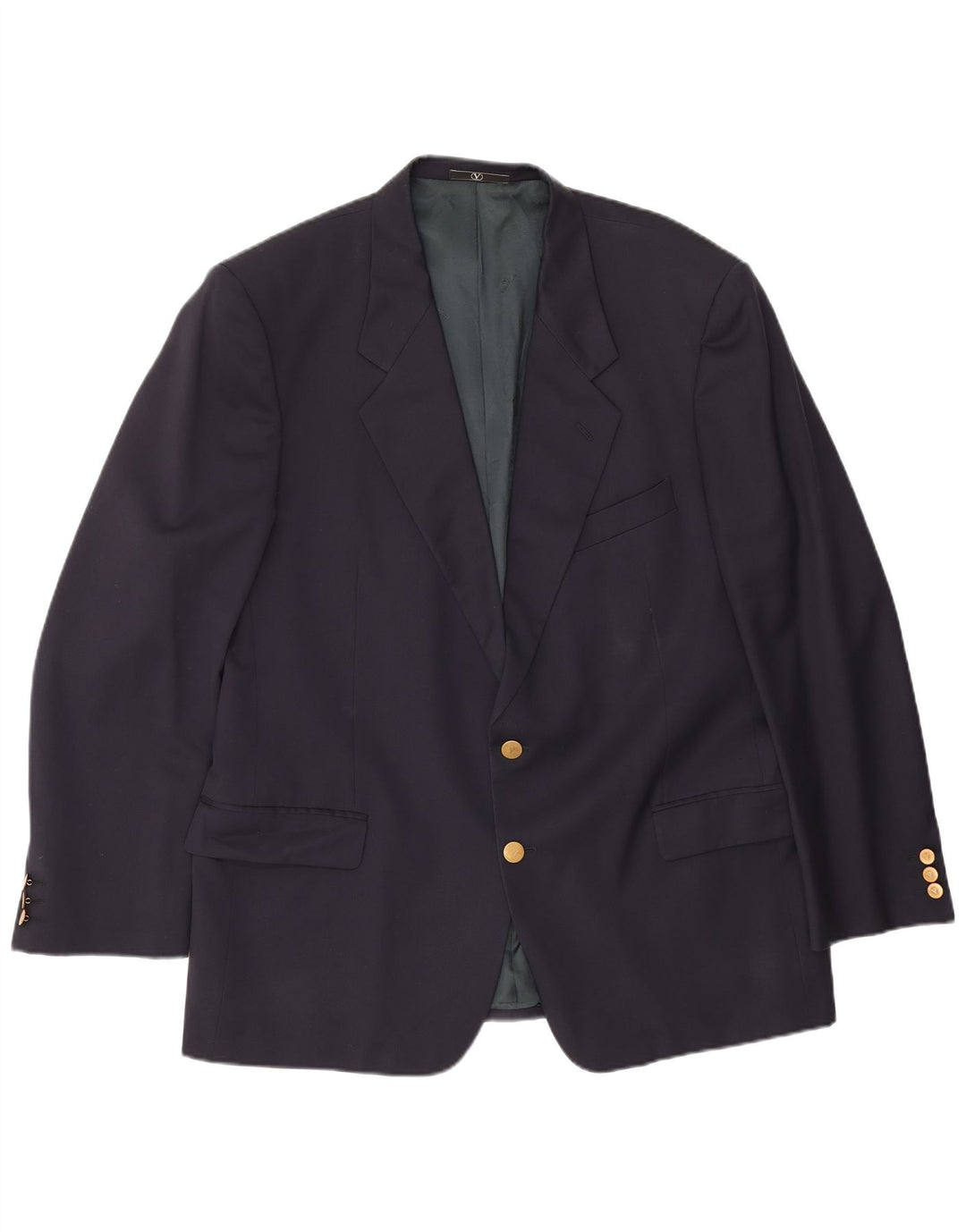 Valentino Herren 2-Knopf-Blazerjacke IT 56 3XL Marineblaue Schurwolle