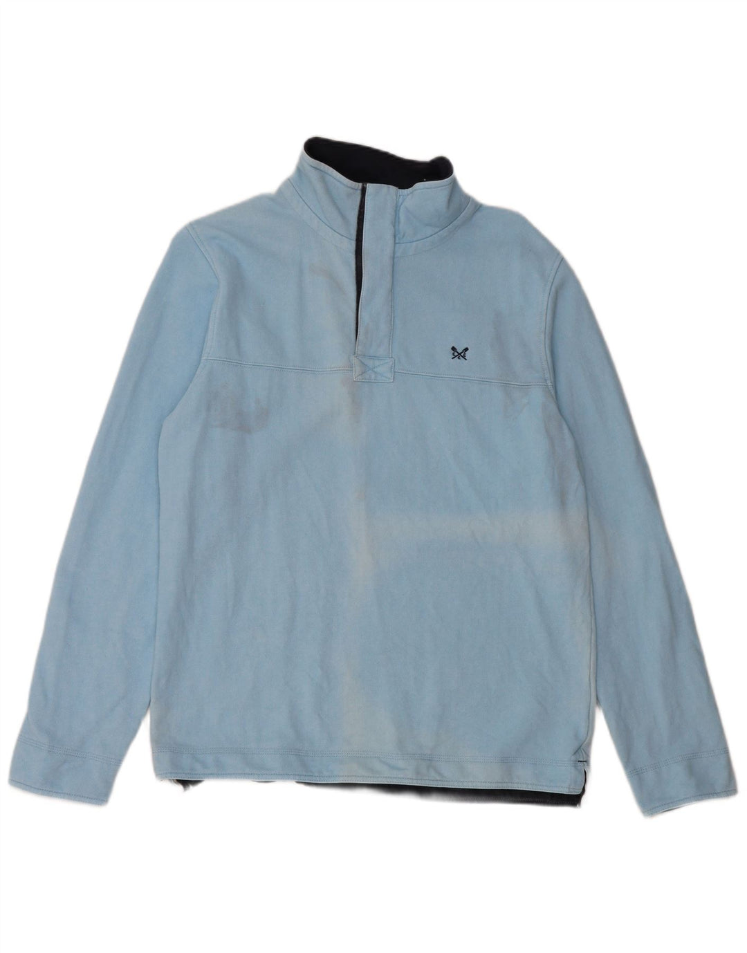 Crew Clothing Herren-Sweatshirt mit Reißverschluss am Hals, mittelblaue Baumwolle