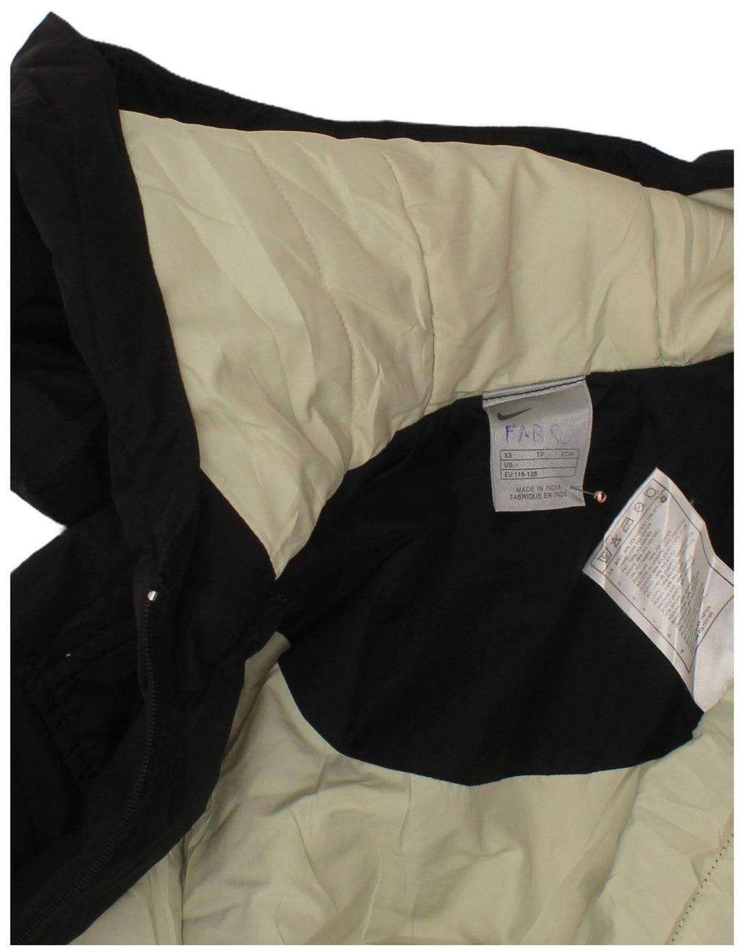 NIKE Wattierte Jacke mit Kapuze für Jungen, 6–7 Jahre, XS, schwarzes Polyester
