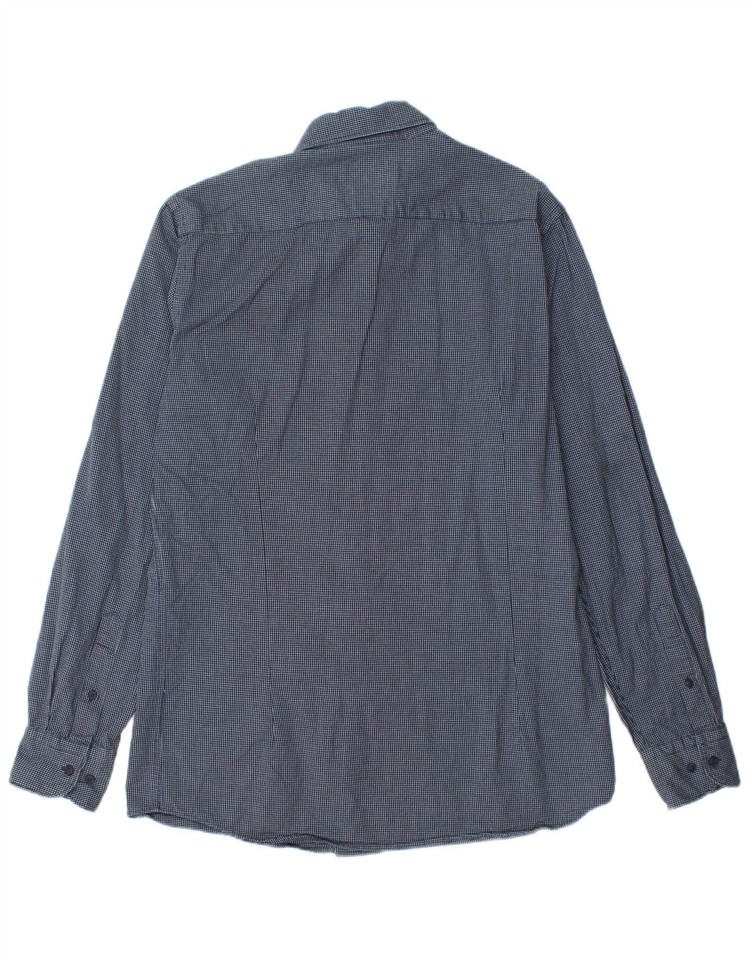 Massimo Dutti Herrenhemd, mittelgroß, marineblau, kariert, Baumwolle