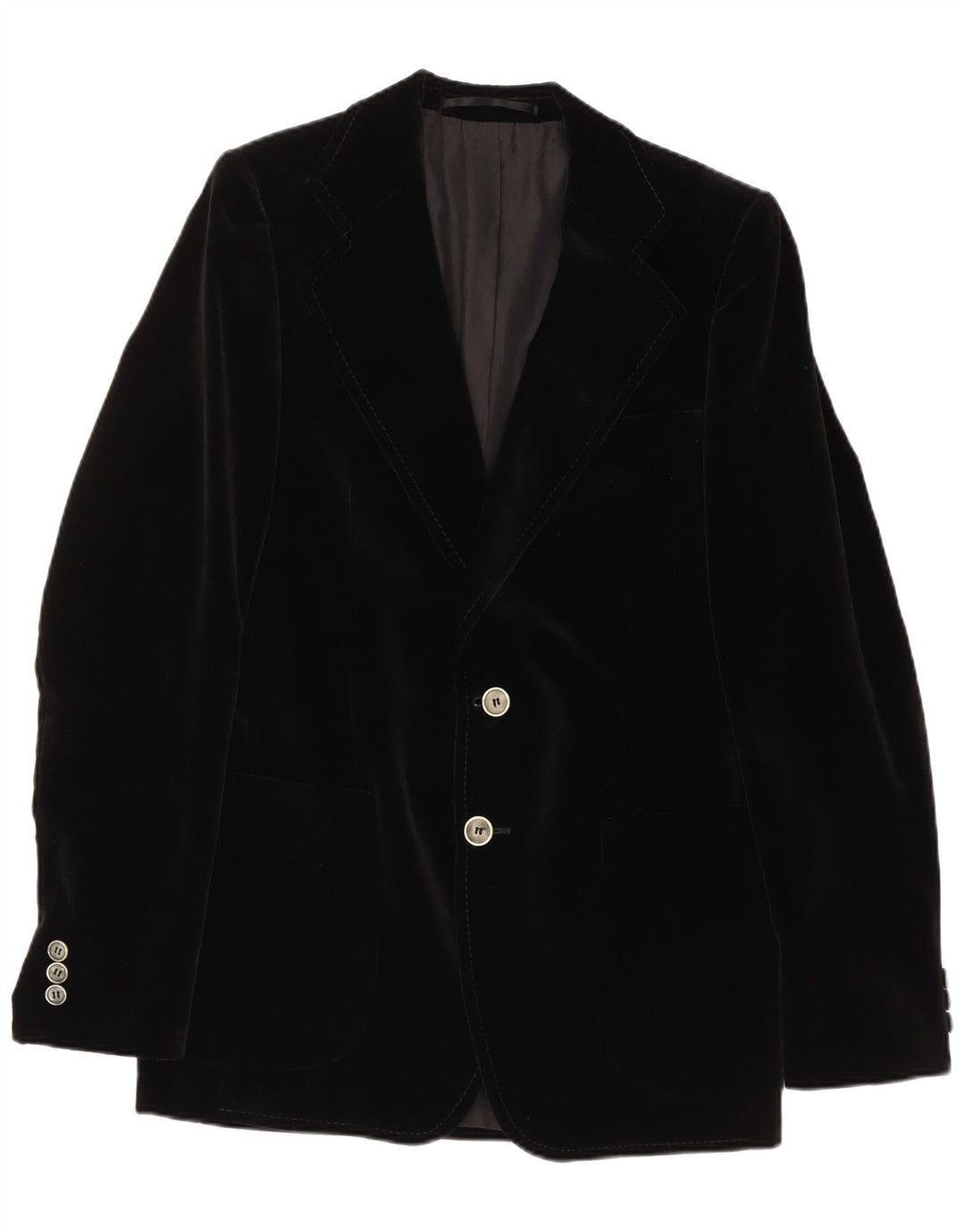 Vintage Herren 2 Knopf Samt Blazer Jacke UK 36 Small Schwarz