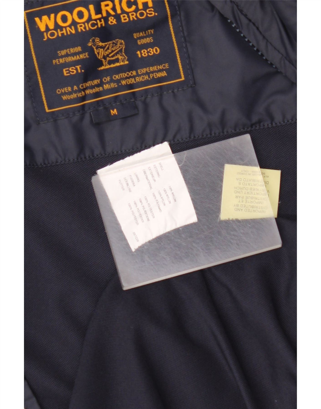 WOOLRICH Herren-Bomberjacke mit Grafik, UK 38, mittelmarineblaues Nylon