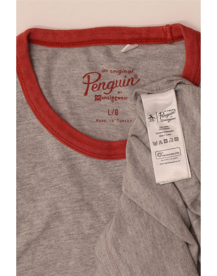 Penguin Herren-T-Shirt-Oberteil, groß, aus grauer Baumwolle