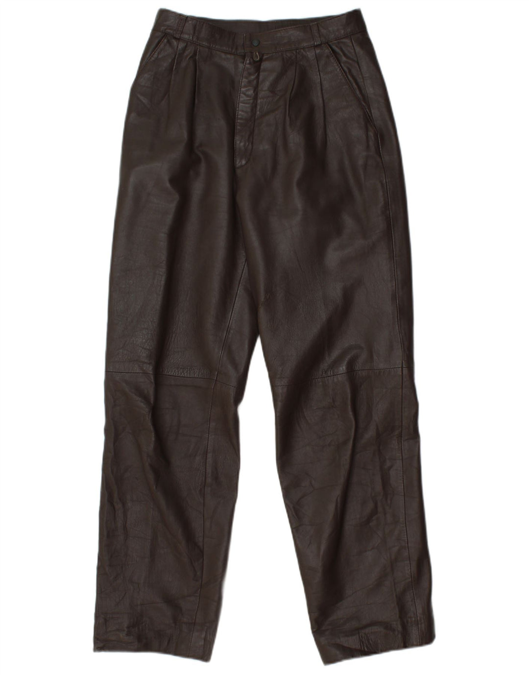 VINTAGE Gerade Lederhose für Damen W25 L29 Braun