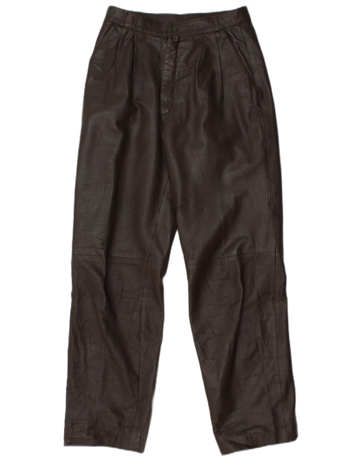 VINTAGE Gerade Lederhose für Damen W25 L29 Braun