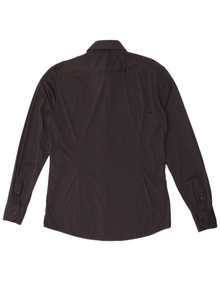 Hugo Boss Herren-Slim-Fit-Hemd, Größe 40, mittelschwarz, Polyamid