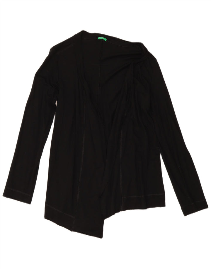 Benetton Damen Asymmetrischer Cardigan-Pullover UK 12 Medium Schwarz