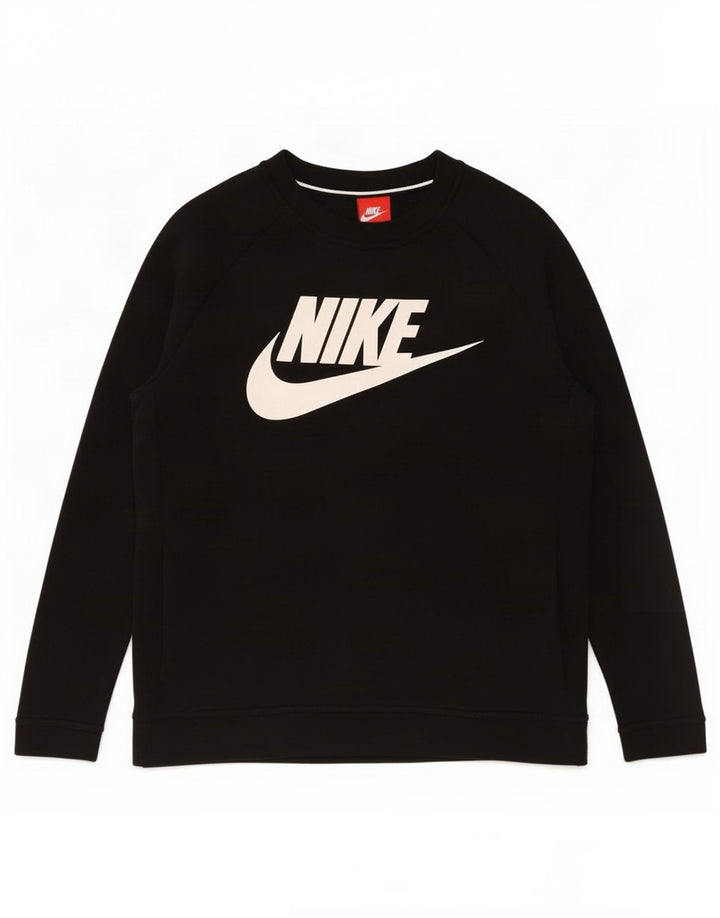 Nike Damen Graphic Sweatshirt Pullover UK 16 Large Schwarz