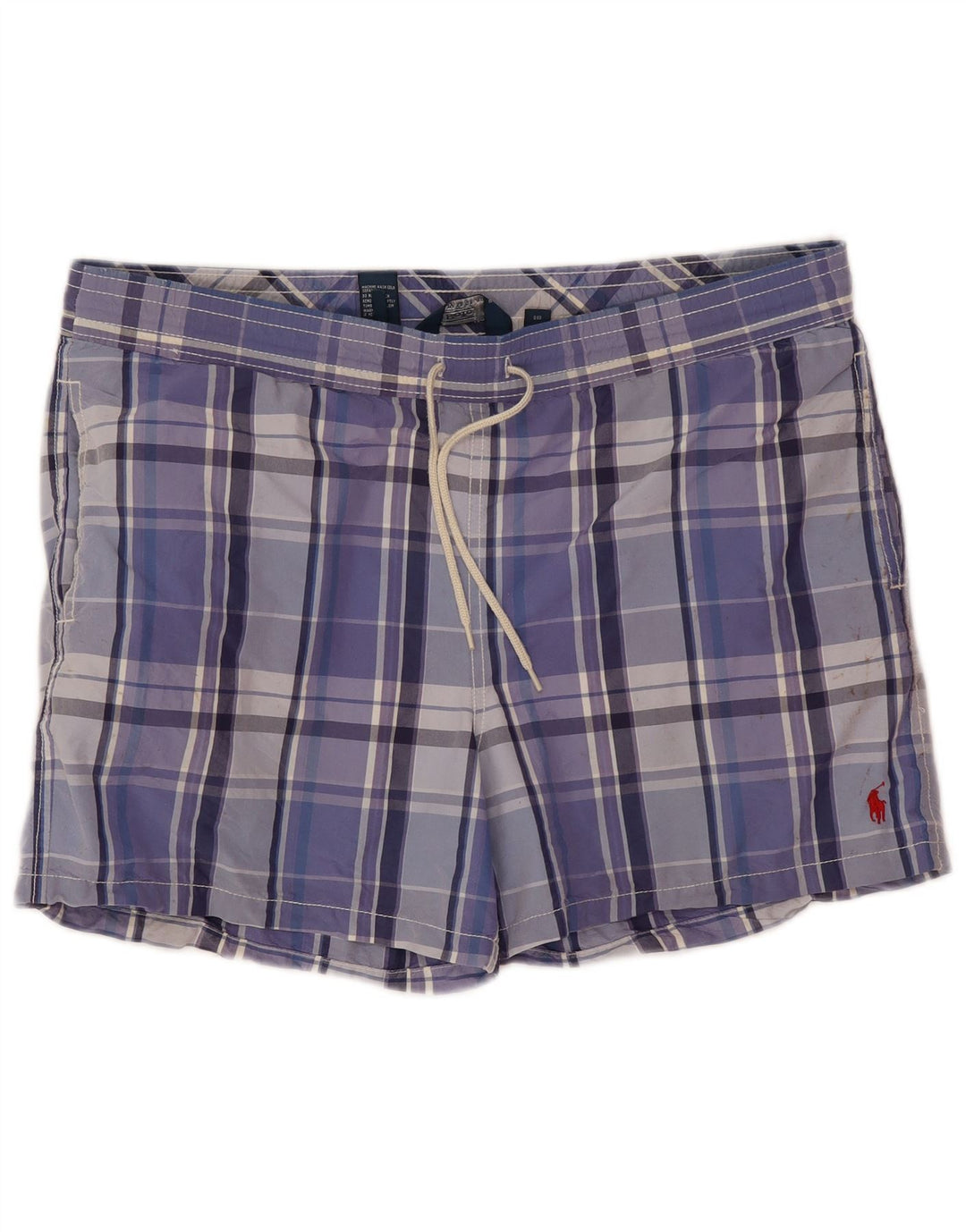 Polo Ralph Lauren Herren-Badeshorts aus mittelblau kariertem Polyester
