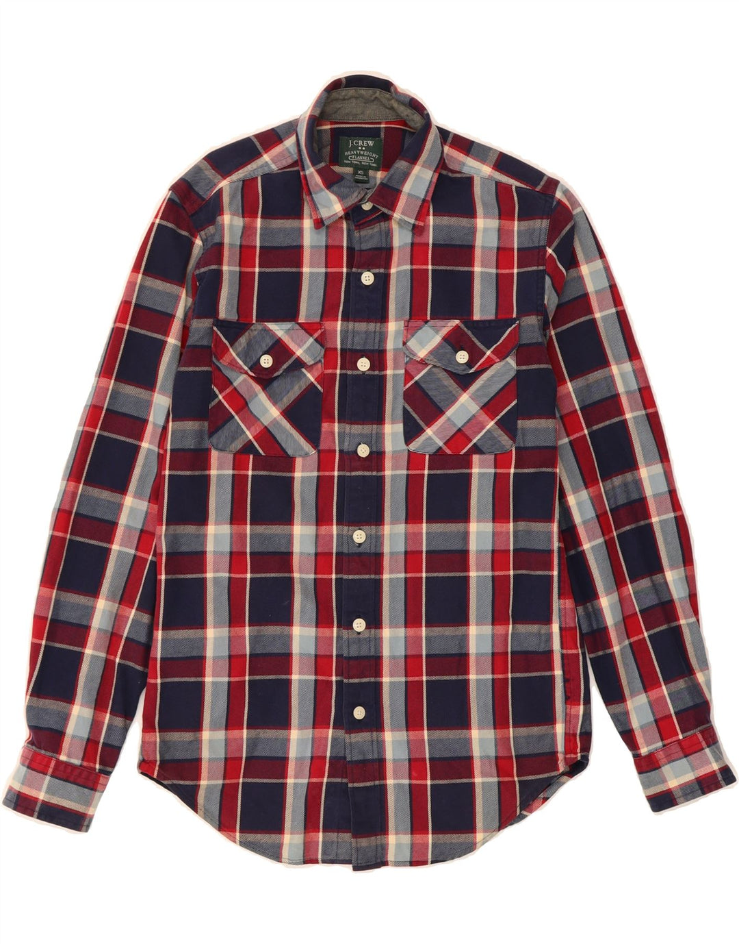 J. CREW Mens Flannel Shirt XS Navy Blue Check Cotton Vintage J. Crew and Second-Hand J. Crew from Messina Hembry 