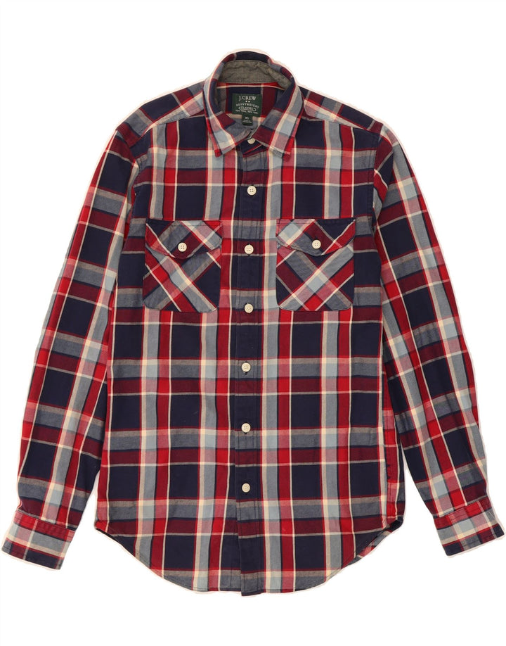 J. CREW Mens Flannel Shirt XS Navy Blue Check Cotton Vintage J. Crew and Second-Hand J. Crew from Messina Hembry 