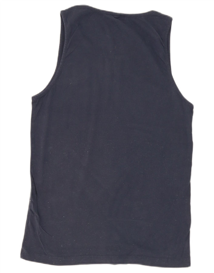 JACK WILLS Mens Stretch Vest Top Medium Navy Blue Cotton