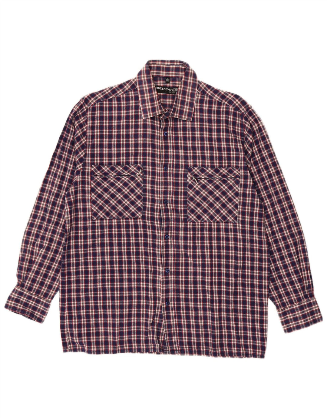 Rosengarten Herren-Flanellhemd, Größe 41/42, groß, blau kariert, Baumwolle