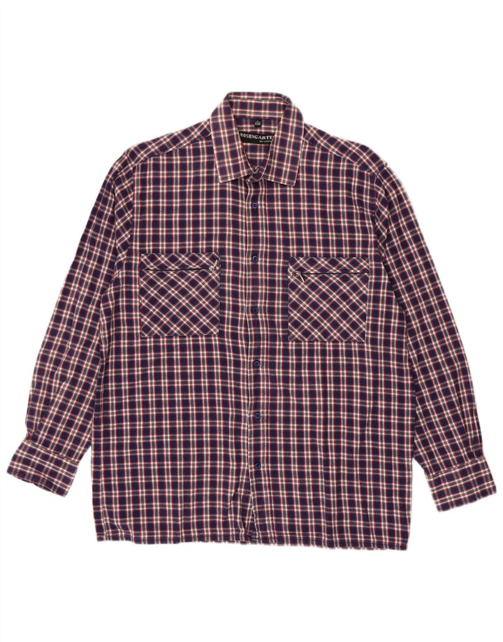 Rosengarten Herren-Flanellhemd, Größe 41/42, groß, blau kariert, Baumwolle