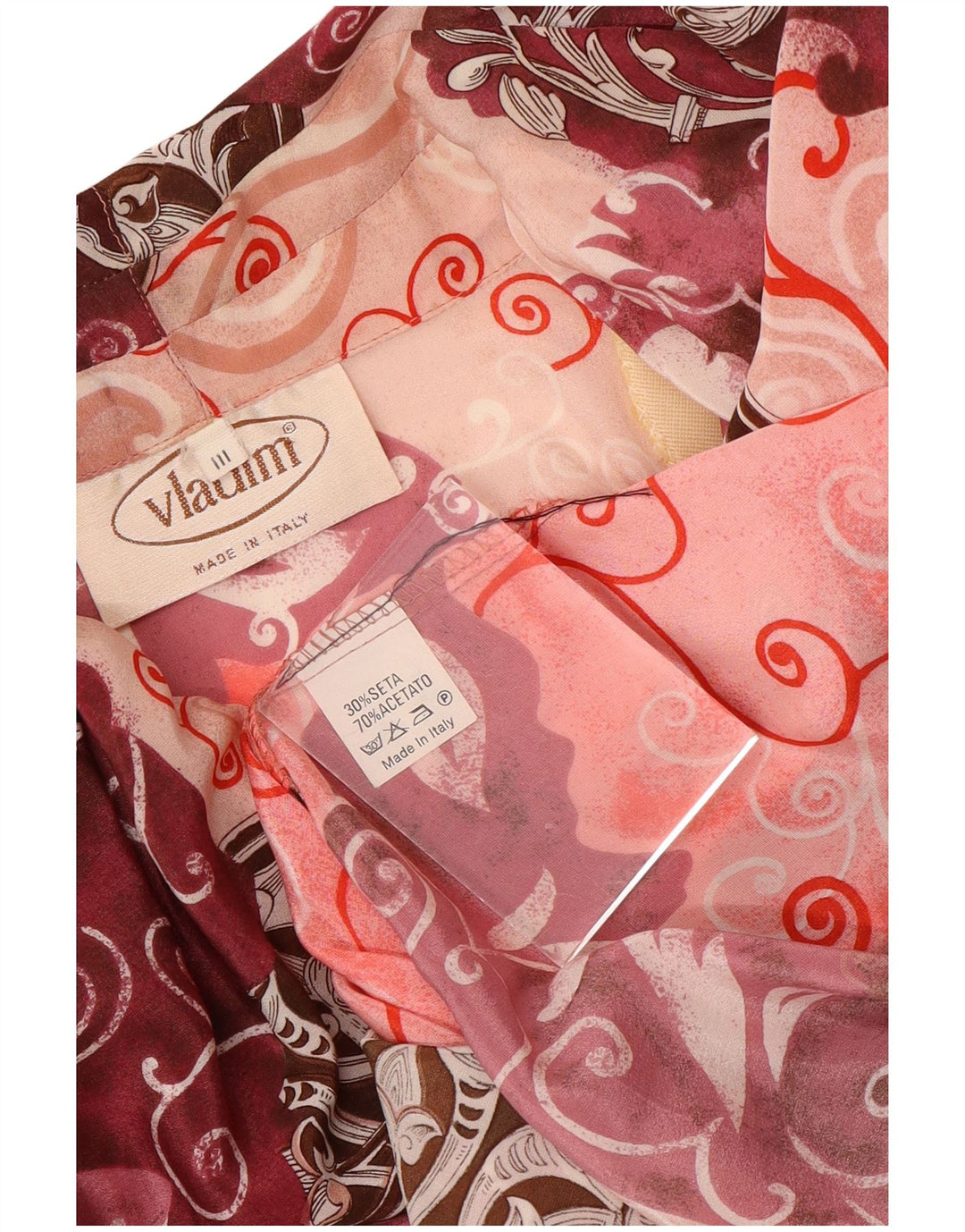 VINTAGE Damen-Hemdbluse mit Krawatte vorne, UK 16, groß, mehrfarbig, Paisleymuster