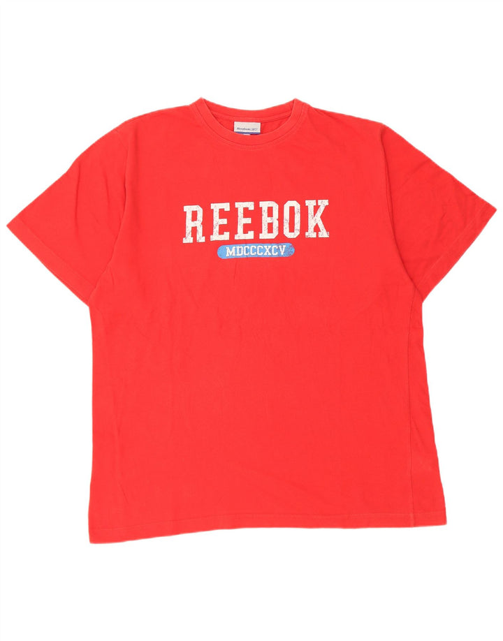 Reebok Herren Grafik-T-Shirt-Oberteil, groß, rote Baumwolle