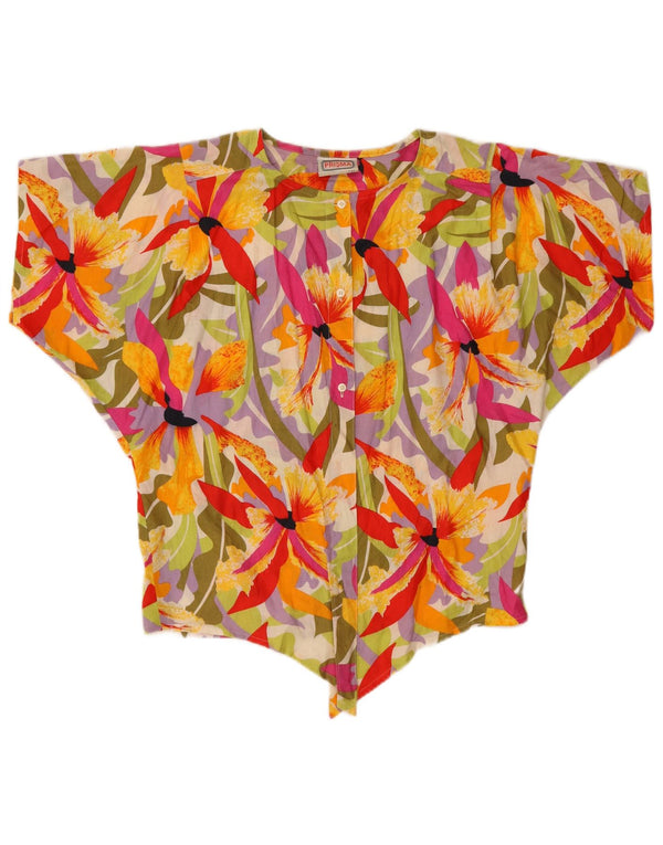 Prisma Damen Kurzarm-Hemdbluse IT 42 Medium Mehrfarbig mit Blumenmuster