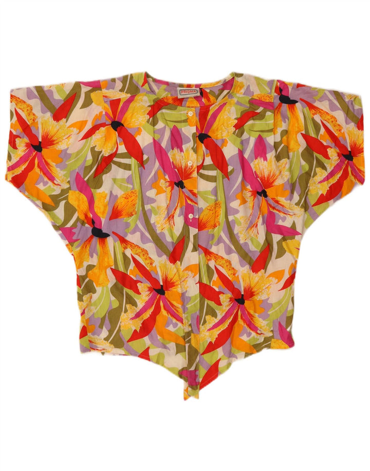 Prisma Damen Kurzarm-Hemdbluse IT 42 Medium Mehrfarbig mit Blumenmuster