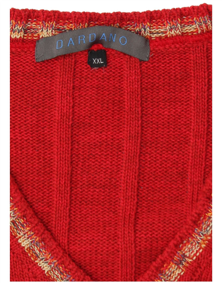 Dardano Herren-Pullover mit V-Ausschnitt, 2XL, rote Wolle