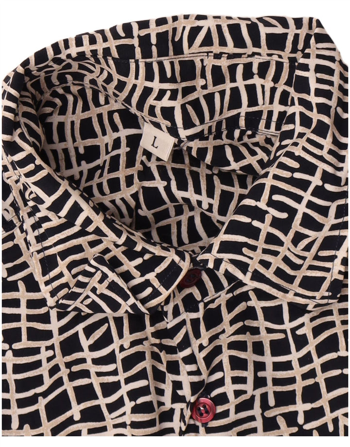 Vintage Herren Kurzarmhemd groß schwarz geometrisch