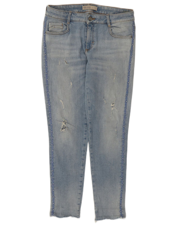 Zara Damen Distressed Skinny Jeans EU 38 Small W28 L26 Blaue Baumwolle