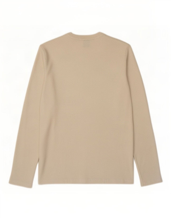 Zara Herren-Top, langärmelig, klein, weiße Baumwolle