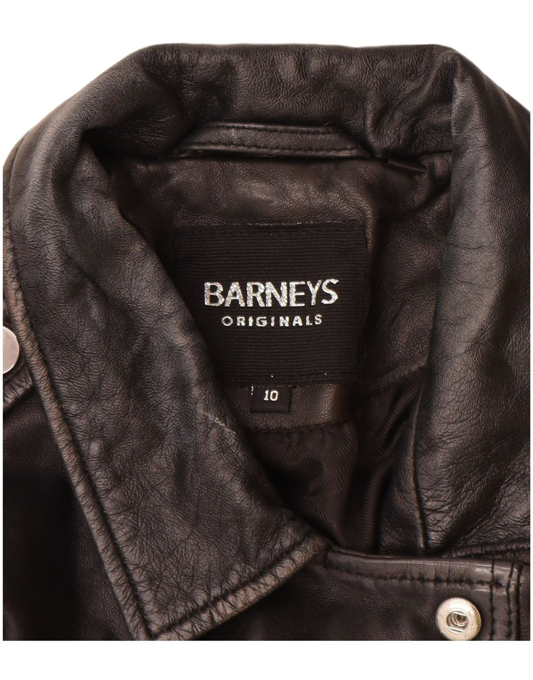 BARNEYS Damen-Bikerjacke aus Leder, UK 10, kleines schwarzes Leder
