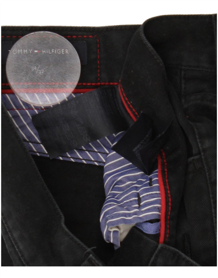 TOMMY HILFIGER Herren Straight Jeans W34 L27 Schwarze Baumwolle