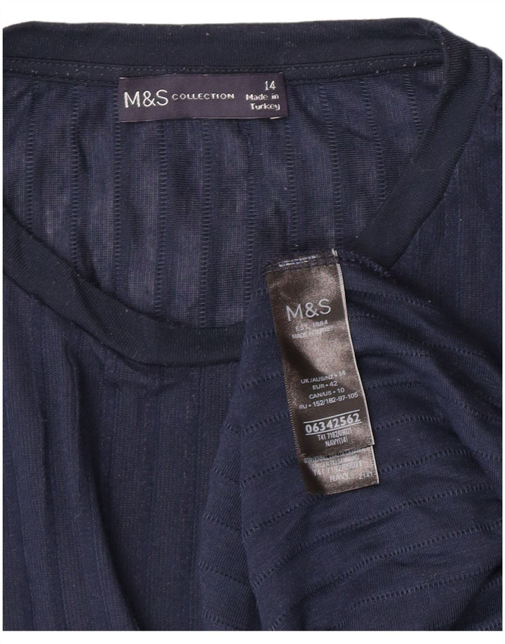Marks & Spencer Damen Übergroßes Top Langarm UK 14 Large Marineblau